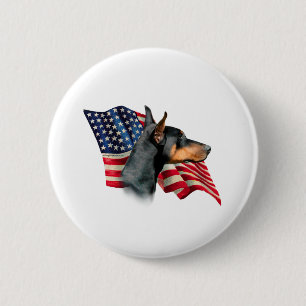 Doberman Pinscher Flag 6 Cm Round Badge