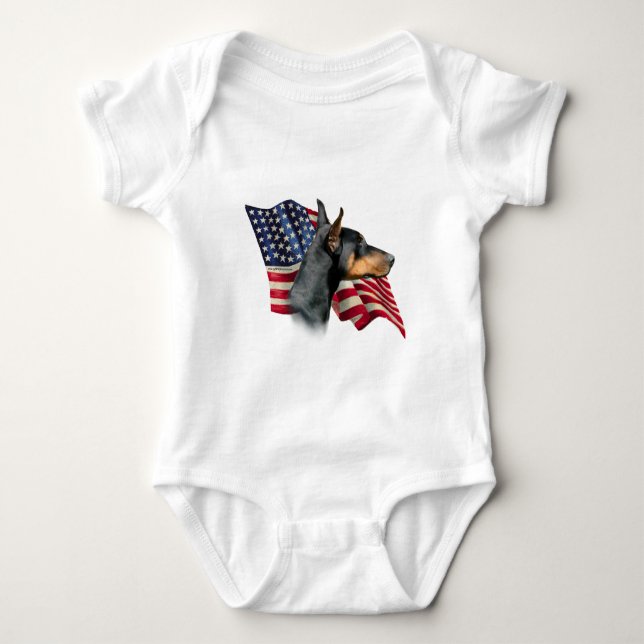 Doberman Pinscher Flag Baby Bodysuit (Front)