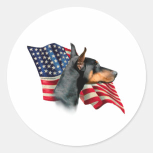 Doberman Pinscher Flag Classic Round Sticker