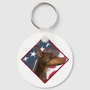 Doberman Pinscher Flag Keychain
