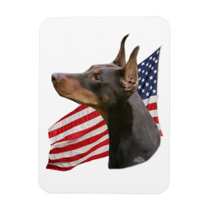 Doberman Pinscher head- red Magnet