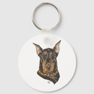 Doberman Pinscher Head Study Key Ring