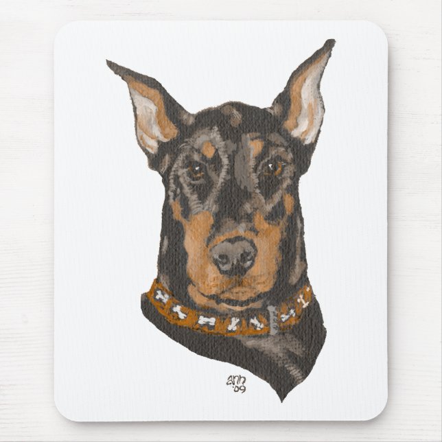 Doberman Pinscher Head Study Mouse Mat (Front)