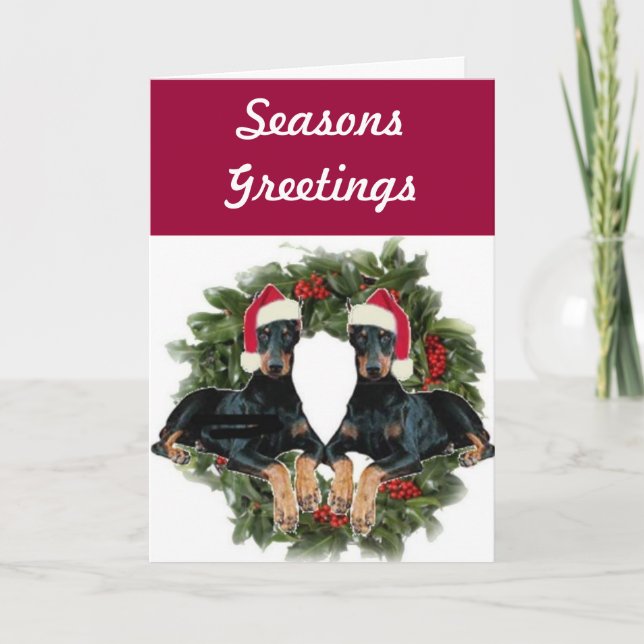 Doberman Pinscher Holiday Card (Front)