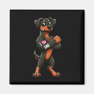 Doberman Pinscher I Love Dad Funny Dog Tattoo _1 Magnet