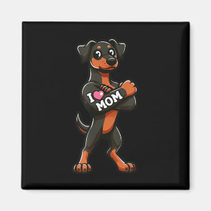 Doberman Pinscher I Love Mum Funny Dog Tattoo Magnet