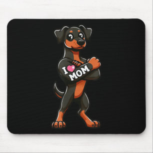 Doberman Pinscher I Love Mum Funny Dog Tattoo Mouse Mat