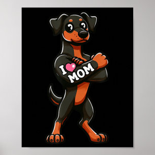 Doberman Pinscher I Love Mum Funny Dog Tattoo Poster