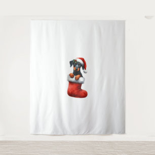 Doberman Pinscher In Sock Christmas Santa Hat Xmas Tapestry