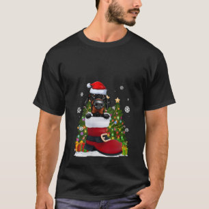 Doberman Pinscher in the Shoe Santa Hat Christmas  T-Shirt