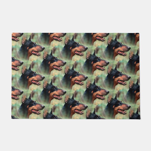 Doberman Pinscher in the Woods Doormat (Front)