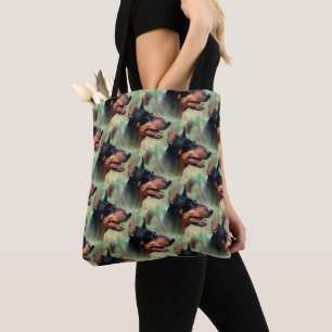 Doberman Pinscher in the Woods Tote Bag