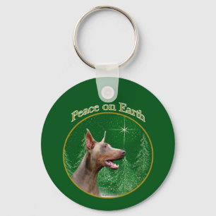 Doberman Pinscher (isabella) Peace Key Ring