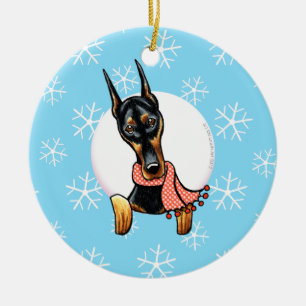 Doberman Pinscher Let it Snow Ceramic Tree Decoration