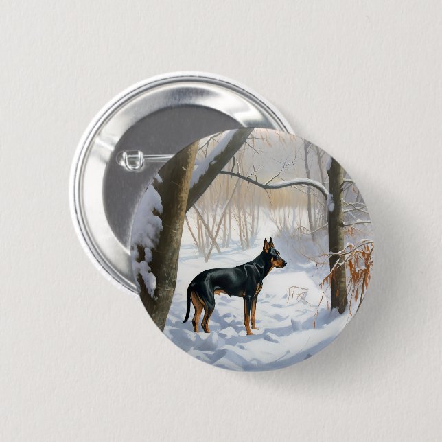 Doberman Pinscher Let It Snow Christmas 6 Cm Round Badge (Front & Back)