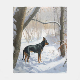 Doberman Pinscher Let It Snow Christmas Fleece Blanket
