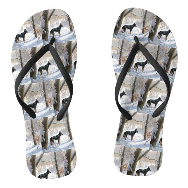 Doberman Pinscher Let It Snow Christmas Flip Flops (Footbed)