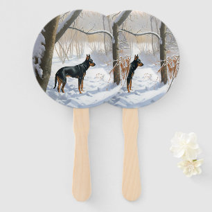 Doberman Pinscher Let It Snow Christmas Hand Fan
