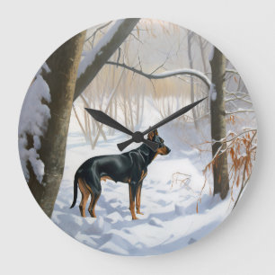 Doberman Pinscher Let It Snow Christmas Large Clock