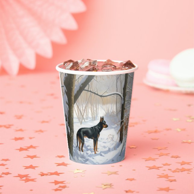 Doberman Pinscher Let It Snow Christmas Paper Cups (Insitu)