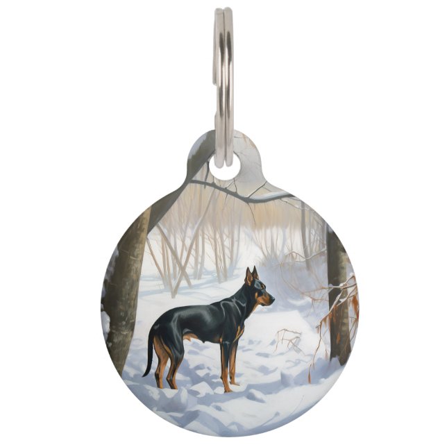 Doberman Pinscher Let It Snow Christmas Pet Tag (Front)