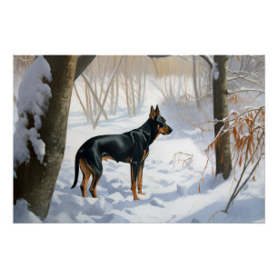 Doberman Pinscher Let It Snow Christmas Poster