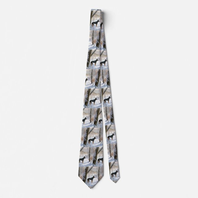 Doberman Pinscher Let It Snow Christmas Tie (Front)