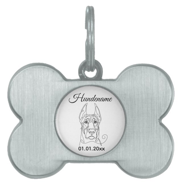 Doberman Pinscher Line Art Personalized Tag (Front)