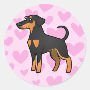 Doberman Pinscher Love (floppy ears) Classic Round Sticker