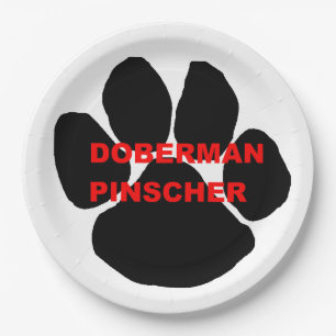 doberman pinscher name paw paper plate