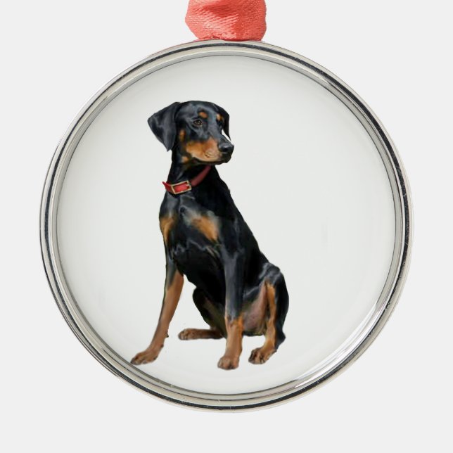 Doberman Pinscher (natural) Metal Tree Decoration (Front)