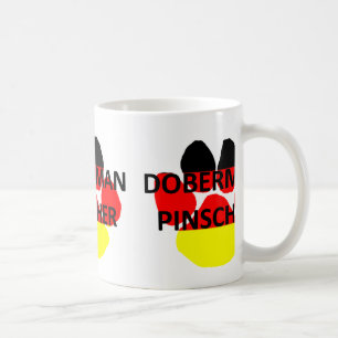 doberman pinscher on germany-flag paw coffee mug