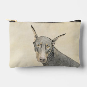 Doberman Pinscher Painting Dobie Cropped Dog Art Accessory Pouch