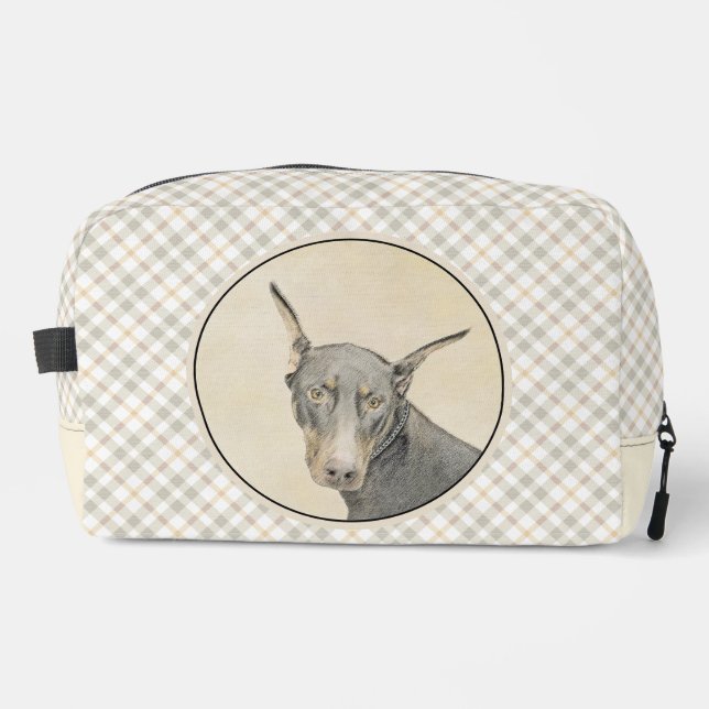 Doberman Pinscher Painting Dobie Cropped Dog Art Dopp Kit (Front)