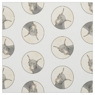 Doberman Pinscher Painting Dobie Cropped Dog Art Fabric