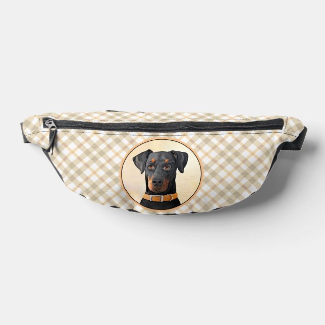 Doberman Pinscher Painting Dobie Uncropped Dog Art Bum Bags (Lay Down)