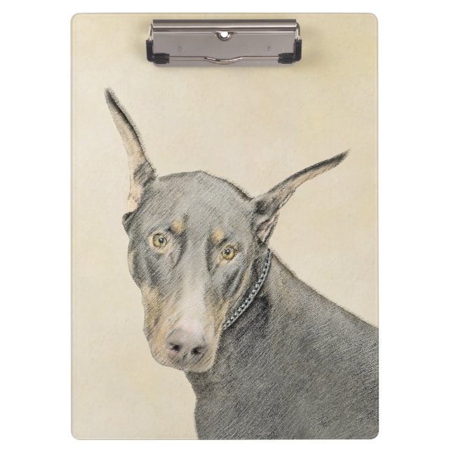Doberman Pinscher Painting - Original Dog Art Clipboard (Front)