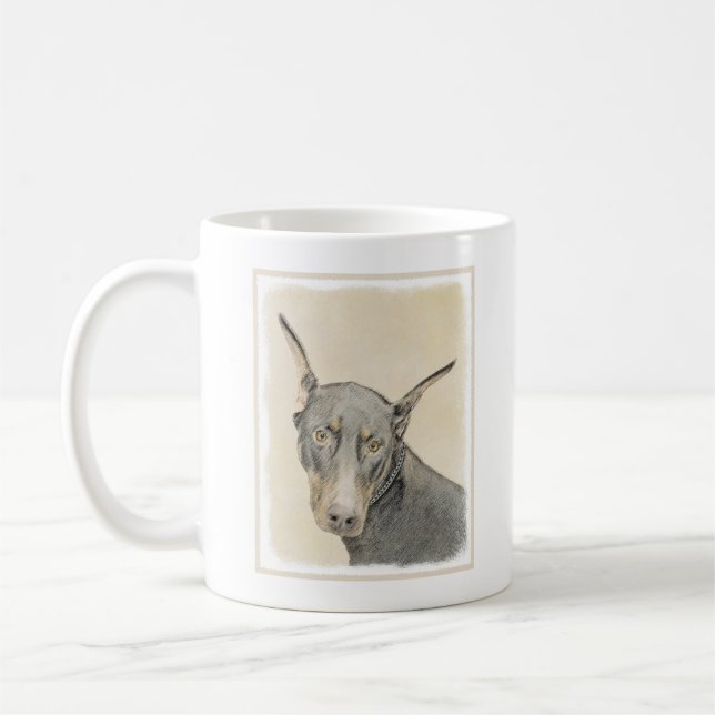 Doberman Pinscher Painting - Original Dog Art Coffee Mug (Left)