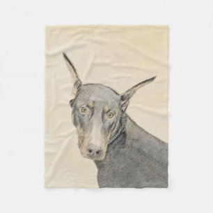 Doberman Pinscher Painting - Original Dog Art Fleece Blanket