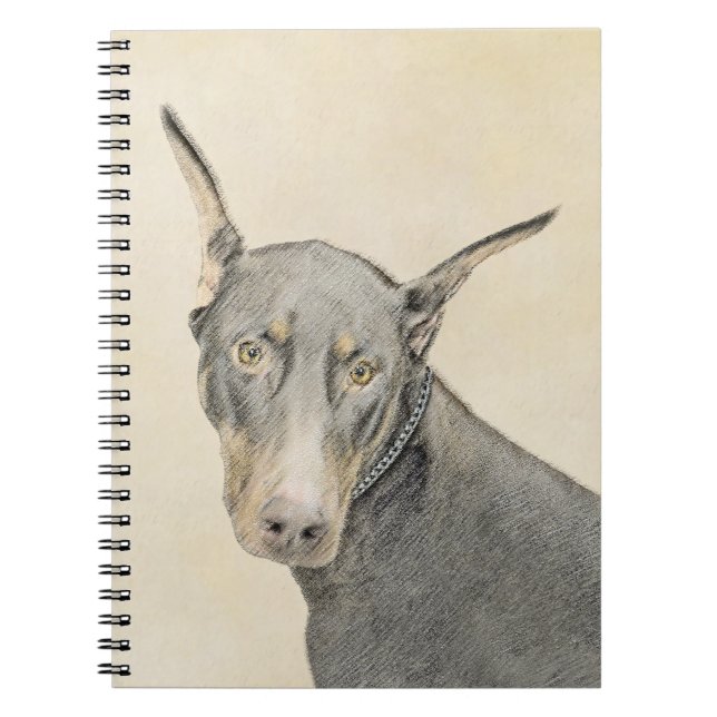 Doberman Pinscher Painting - Original Dog Art Notebook (Front)