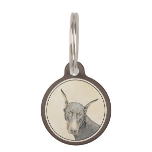 Doberman Pinscher Painting - Original Dog Art Pet Tag