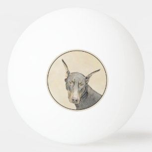 Doberman Pinscher Painting - Original Dog Art Ping Pong Ball