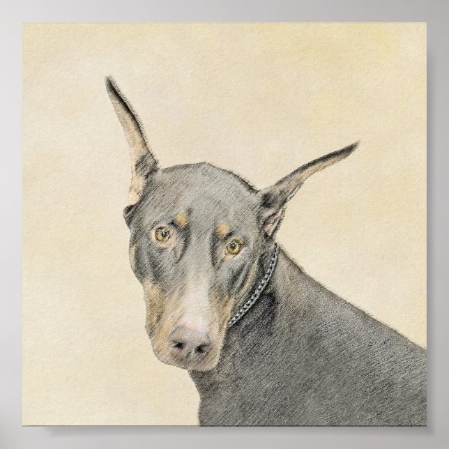 Doberman Pinscher Painting - Original Dog Art Poster (Front)
