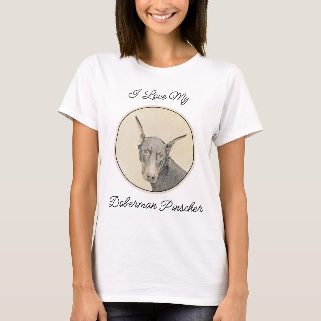 Doberman Pinscher Painting - Original Dog Art T-Shirt (Front)