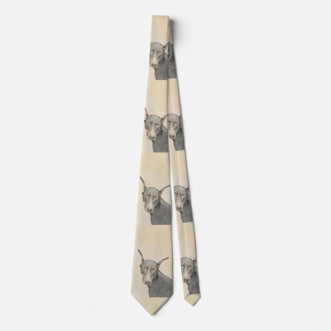 Doberman Pinscher Painting - Original Dog Art Tie (Front)
