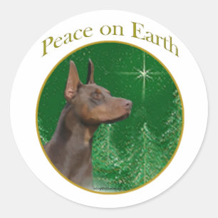 Doberman Pinscher Peace Classic Round Sticker
