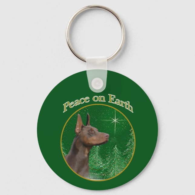 Doberman Pinscher Peace Key Ring (Front)