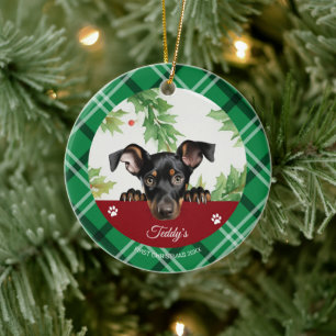 Doberman Pinscher Personalised First Christmas Ceramic Tree Decoration