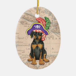 Doberman Pinscher Pirate Ceramic Tree Decoration