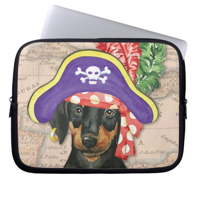 Doberman Pinscher Pirate Laptop Sleeve (Front)